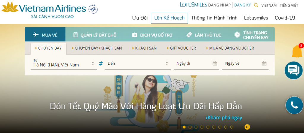 Hướng dẫn cách mua vé Vietnam Airline online chi tiết